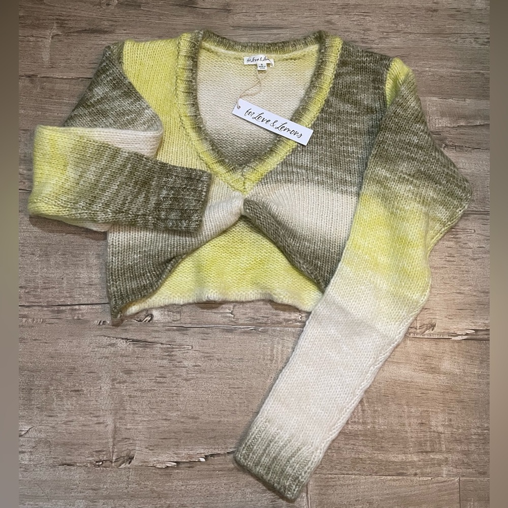 NWT For Love and Lemons Celeste Twist Crop Sweater